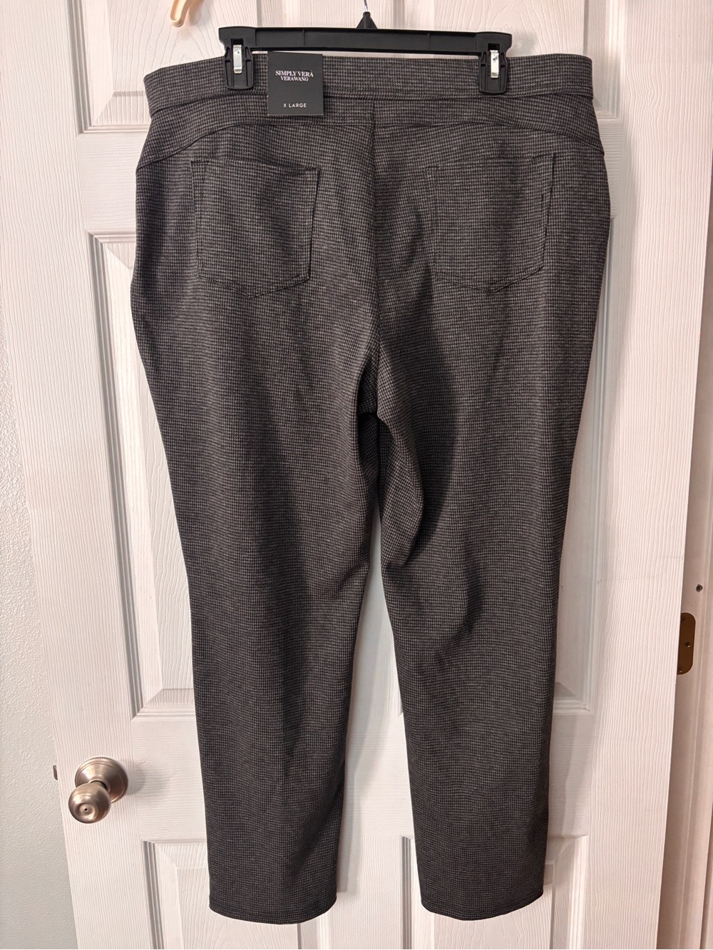 NWT Simply Vera Wang Sz XL Houndstooth Career Pants Medium Gray Black Stretch - Picture 6 of 12